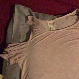 Mossimo cold shoulder striped high-low shirt